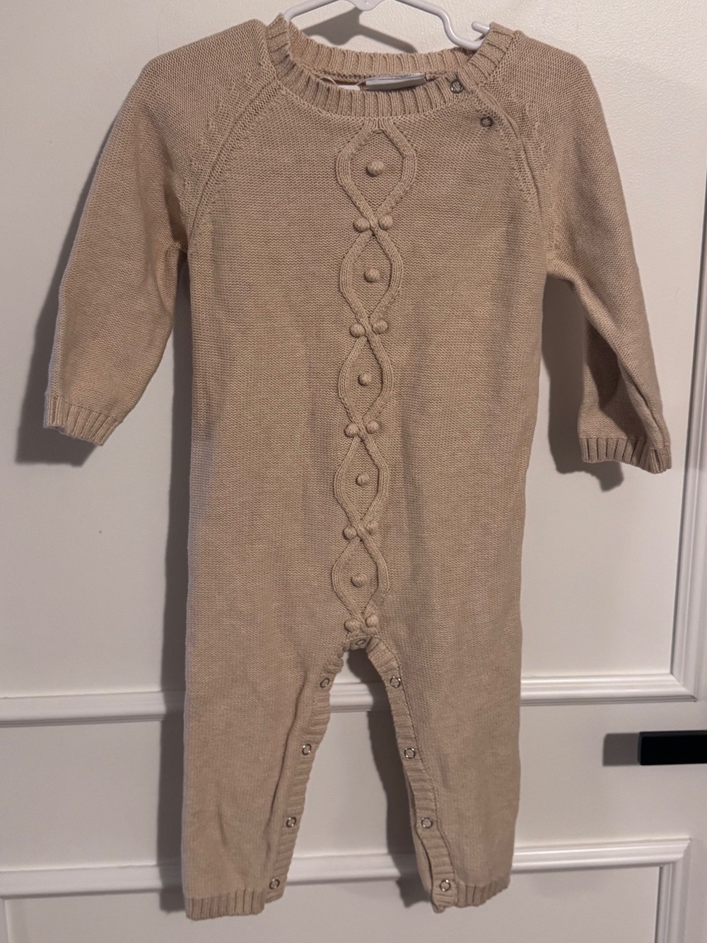 Soft Knit Beige Baby One-Piece Romper - Neutral